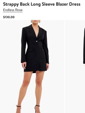 NWT Revolve Endless Rose Black Strappy-Back Blazer Dress